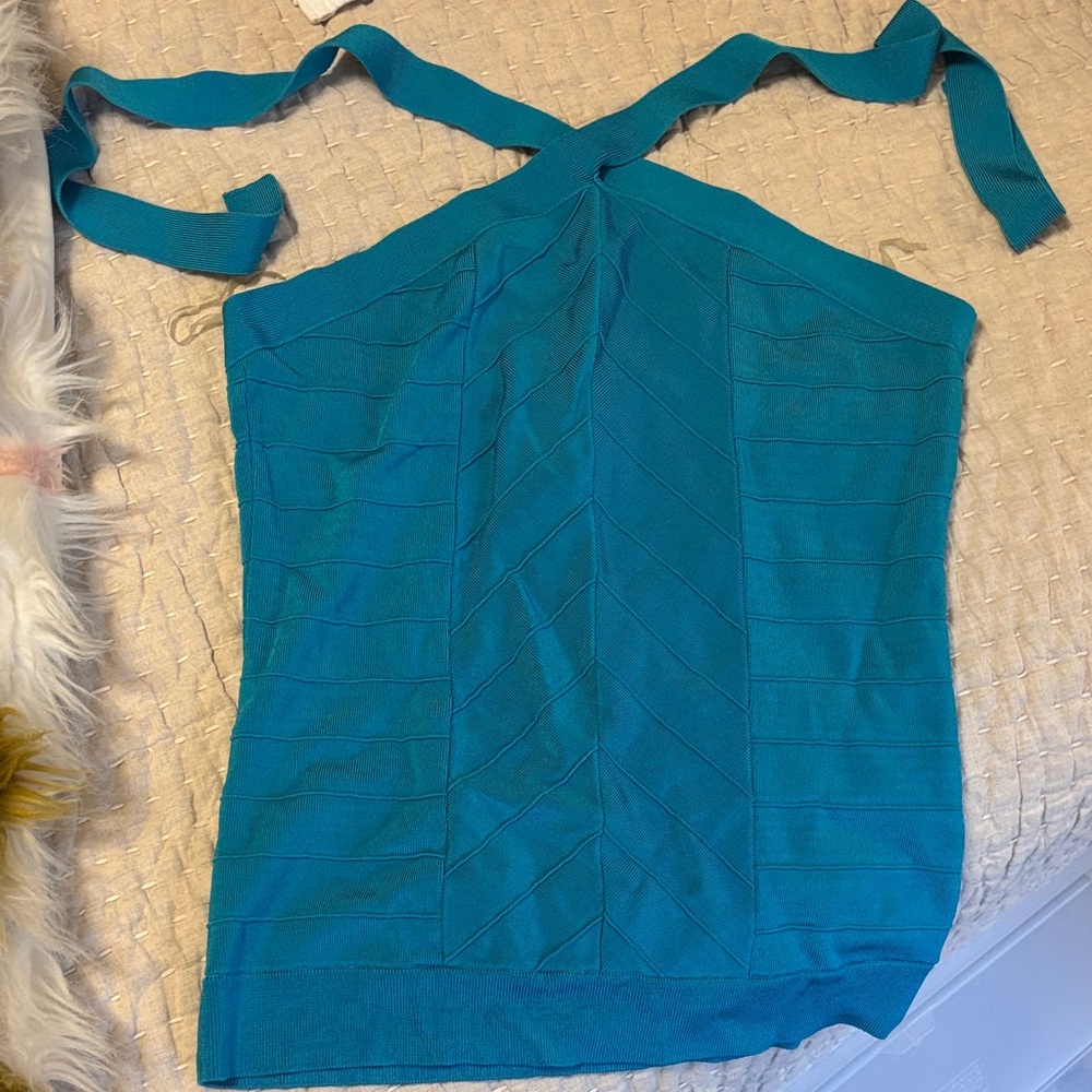 Cache Teal Halter Top Vintage